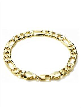14K Gold Filled Figaro Chain Bracelet, Sturdy Lobster Clasp for Him Her, 6mm/8mm